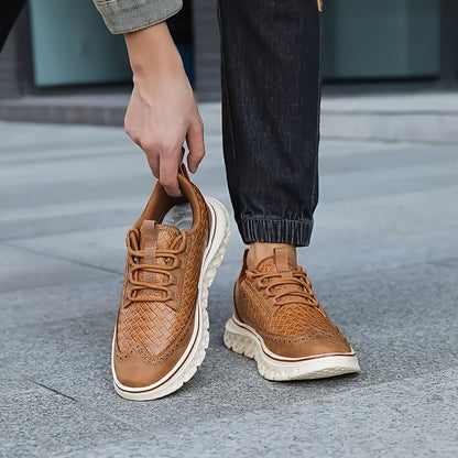 Textured Brogue Sneakers With Sport Sole - Harren Cole