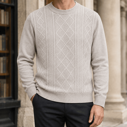 Textured Knit Crew Neck Sweater - Harren Cole