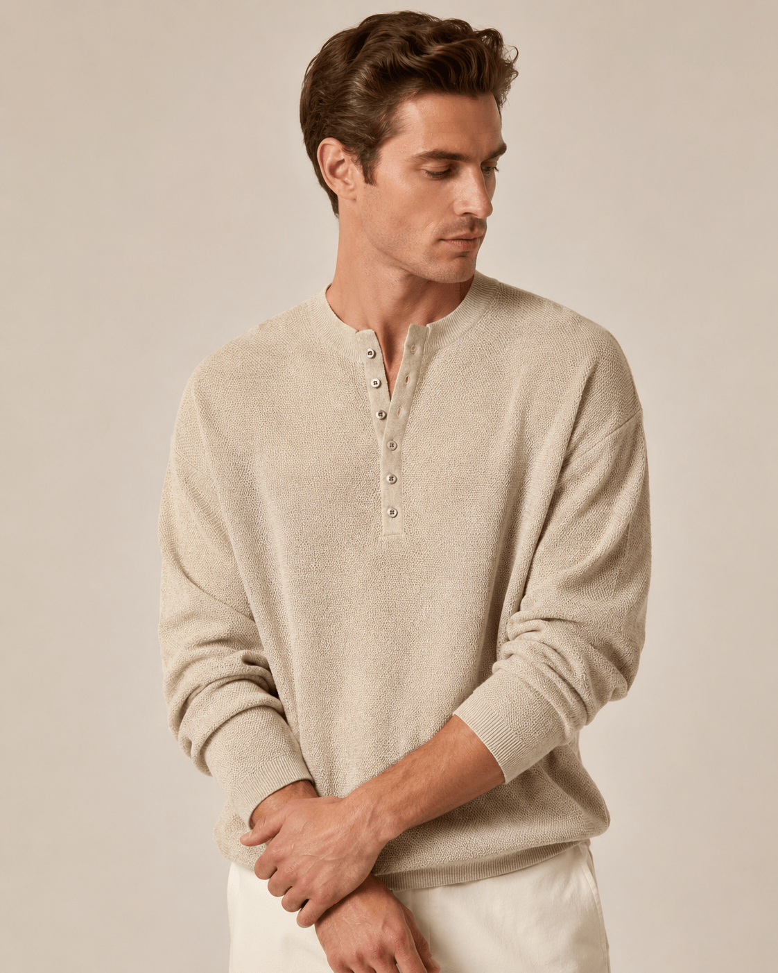 Textured Knit Henley Shirt - Harren Cole