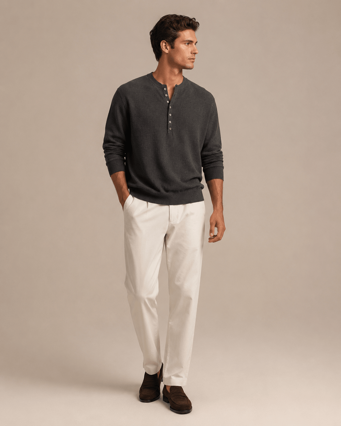 Textured Knit Henley Shirt - Harren Cole
