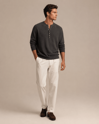 Textured Knit Henley Shirt - Harren Cole