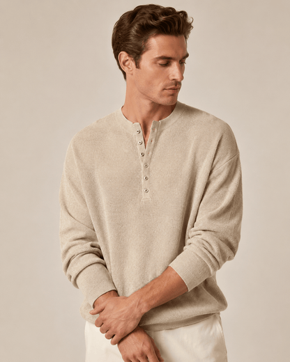 Textured Knit Henley Shirt - Harren Cole