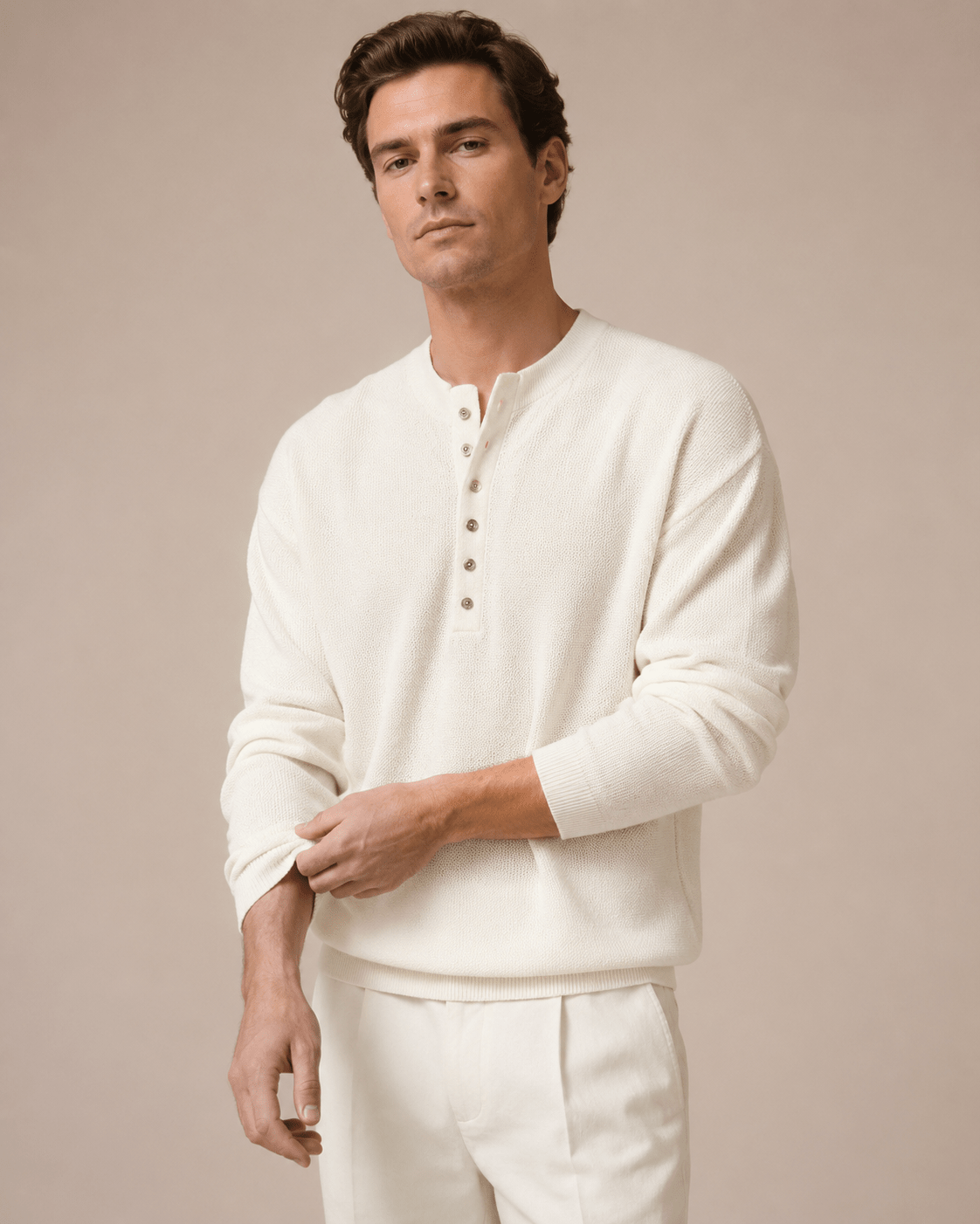 Textured Knit Henley Shirt - Harren Cole