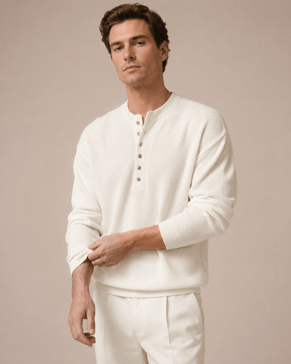Textured Knit Henley Shirt - Harren Cole