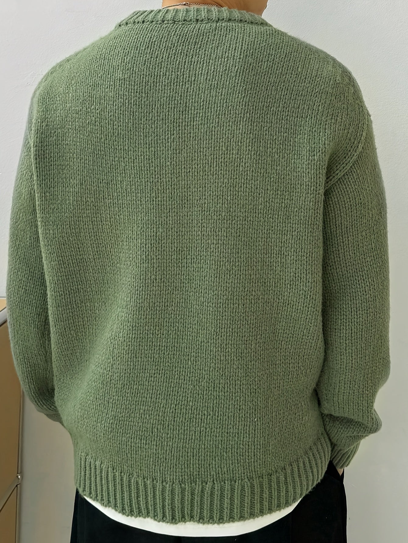 Textured Knit Oversized Crewneck Sweater - Harren Cole