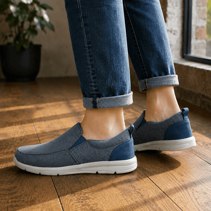 Textured Woven Slip-On Shoes With White Sole - Harren Cole
