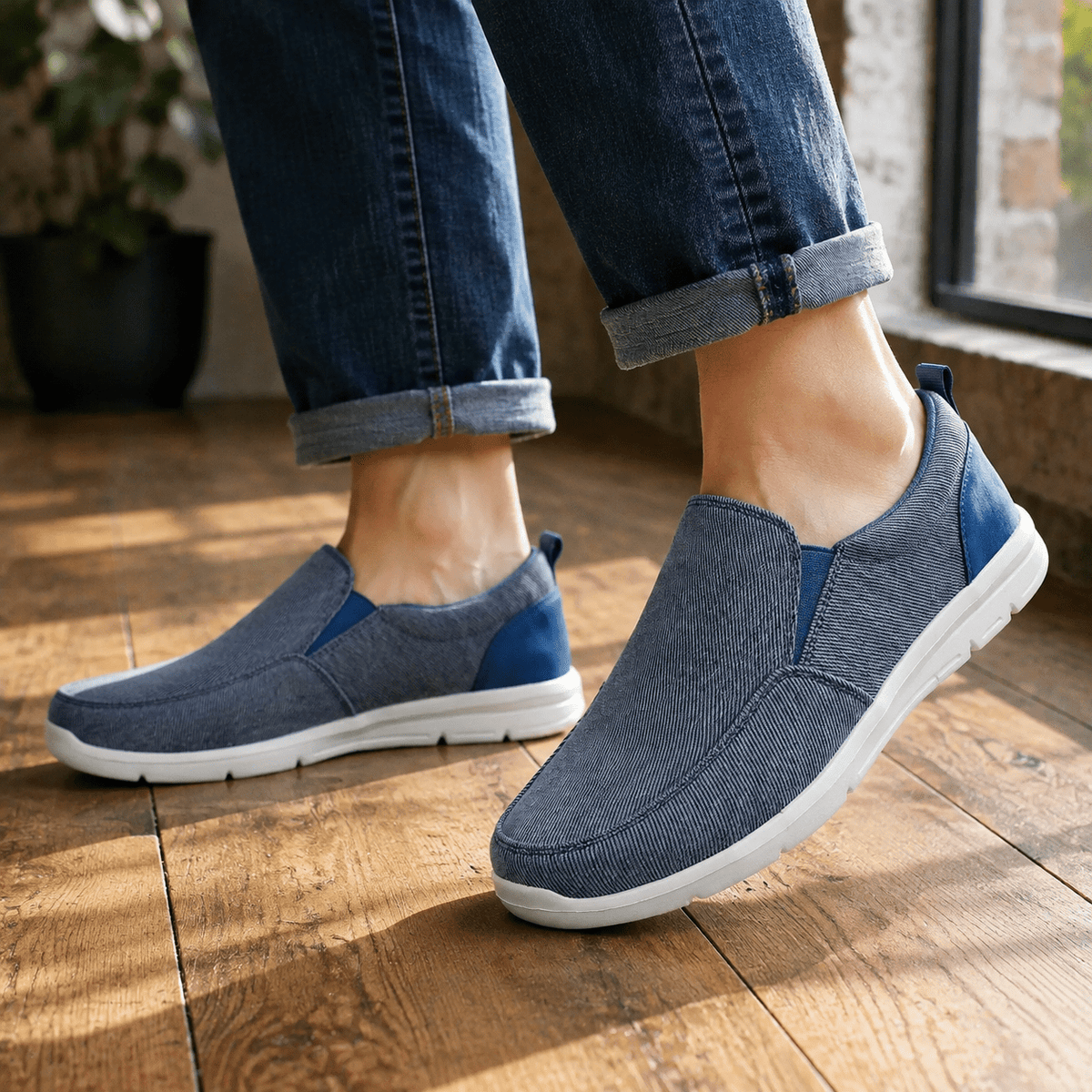Textured Woven Slip-On Shoes With White Sole - Harren Cole