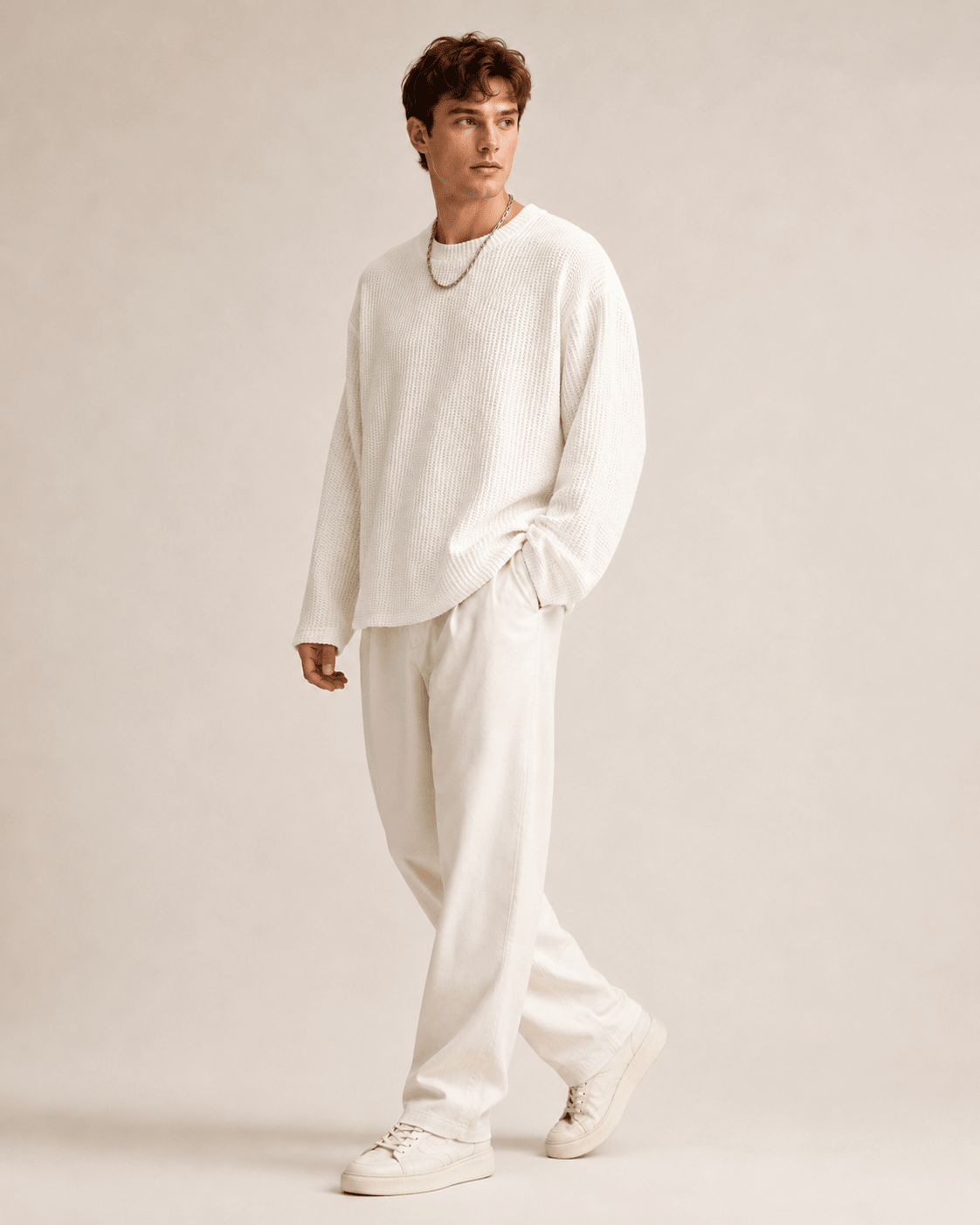 Waffle Texture Relaxed Fit Pullover - Harren Cole