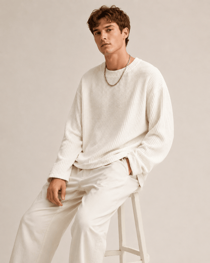 Waffle Texture Relaxed Fit Pullover - Harren Cole