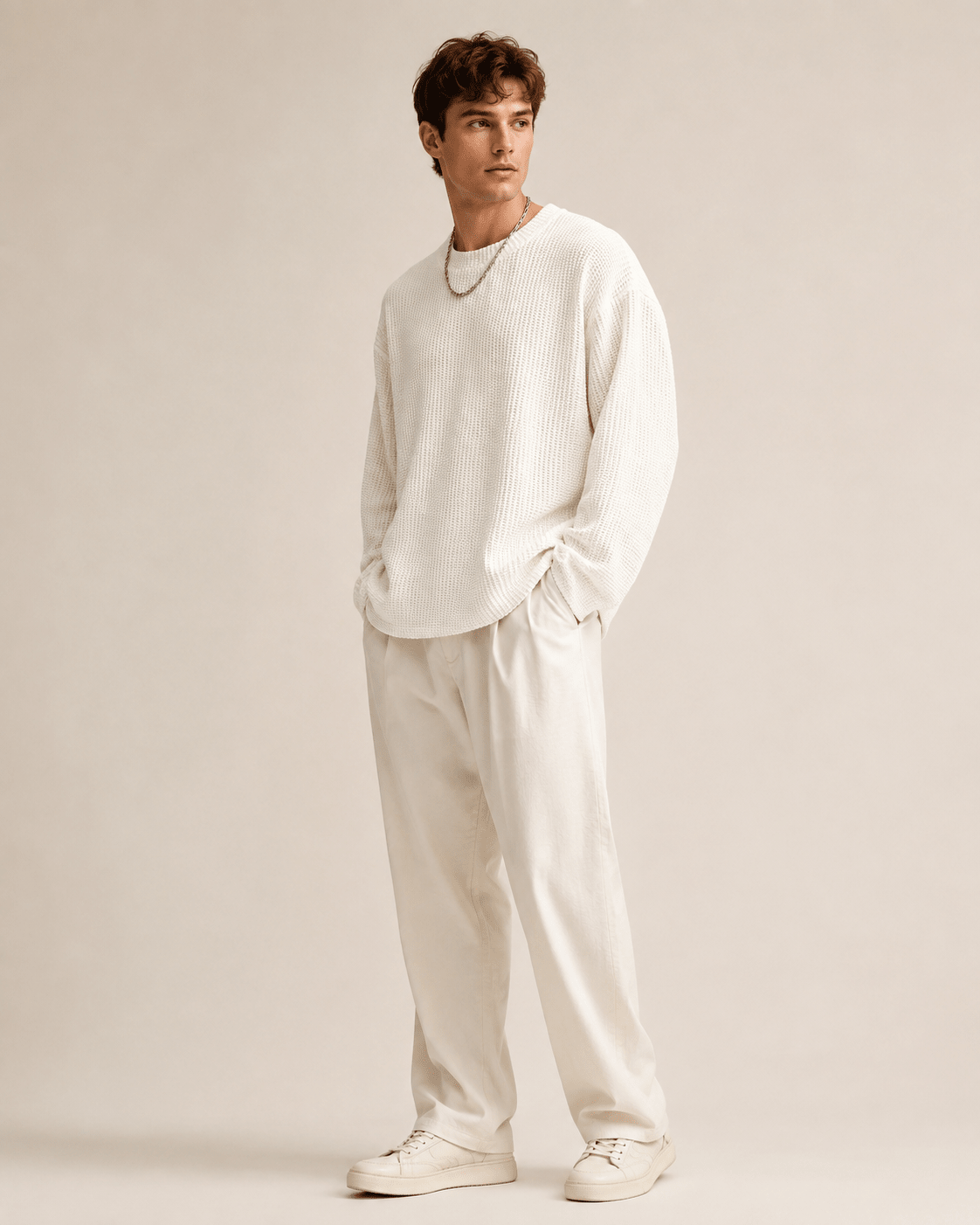 Waffle Texture Relaxed Fit Pullover - Harren Cole