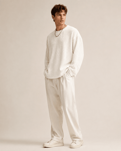 Waffle Texture Relaxed Fit Pullover - Harren Cole