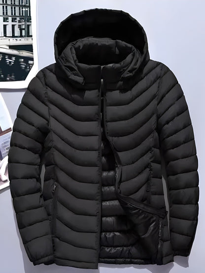 Warm Quilted Jacket With Detachable Hood - Harren Cole