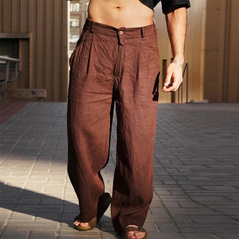 Wide Linen Blend Summer Pants - Harren Cole