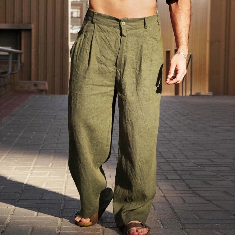 Wide Linen Blend Summer Pants - Harren Cole