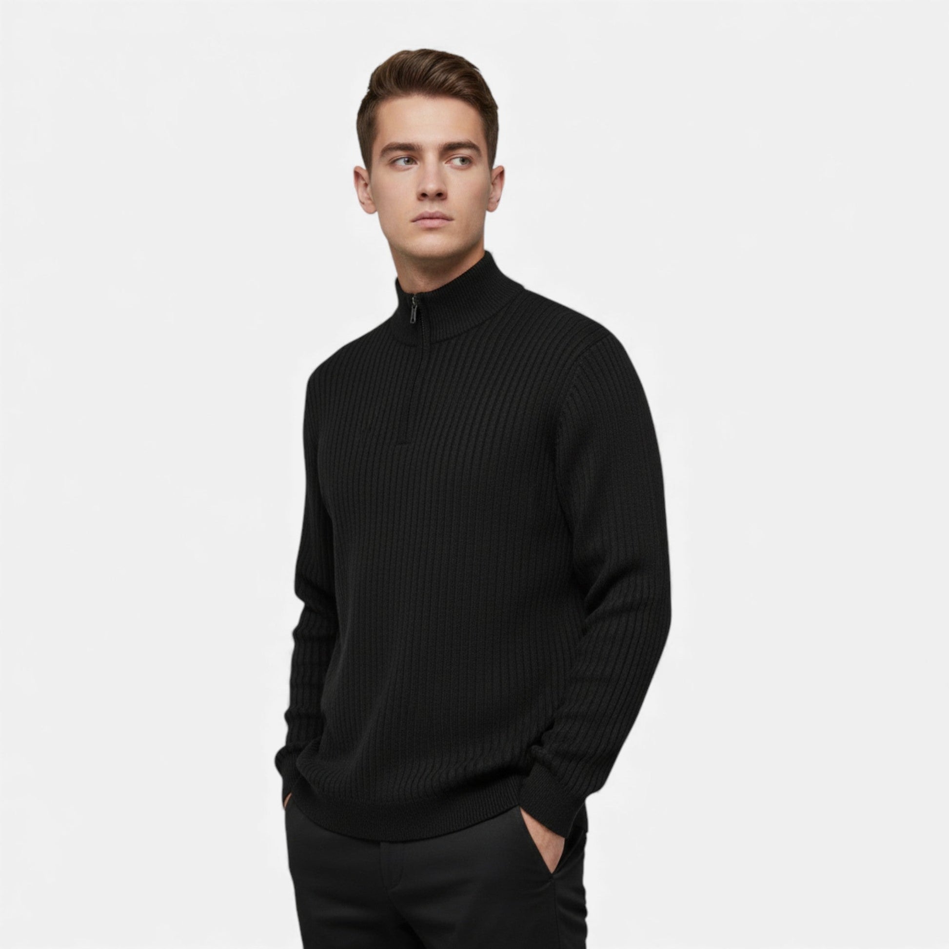 Zip-Up Longline Knit Cardigan - Harren Cole