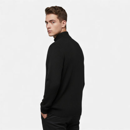 Zip-Up Longline Knit Cardigan - Harren Cole